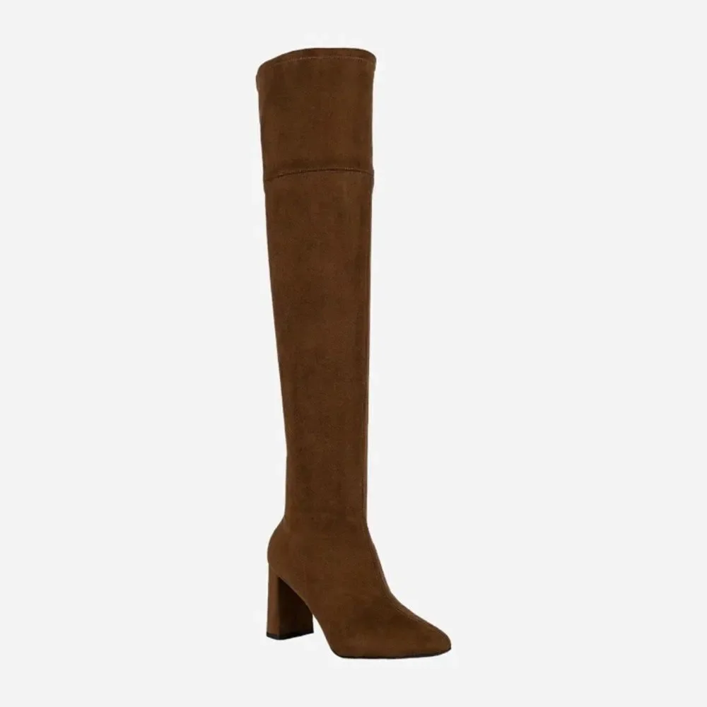 NWOB Jeffrey Campbell Parisah-2 Over The Knee Heeled Boots Brown Suede Sz 9